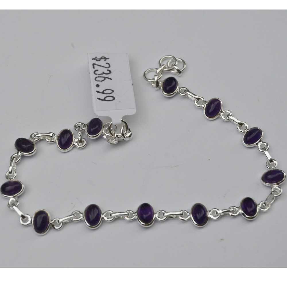 Silver Bracelet with Amethyst Stone
